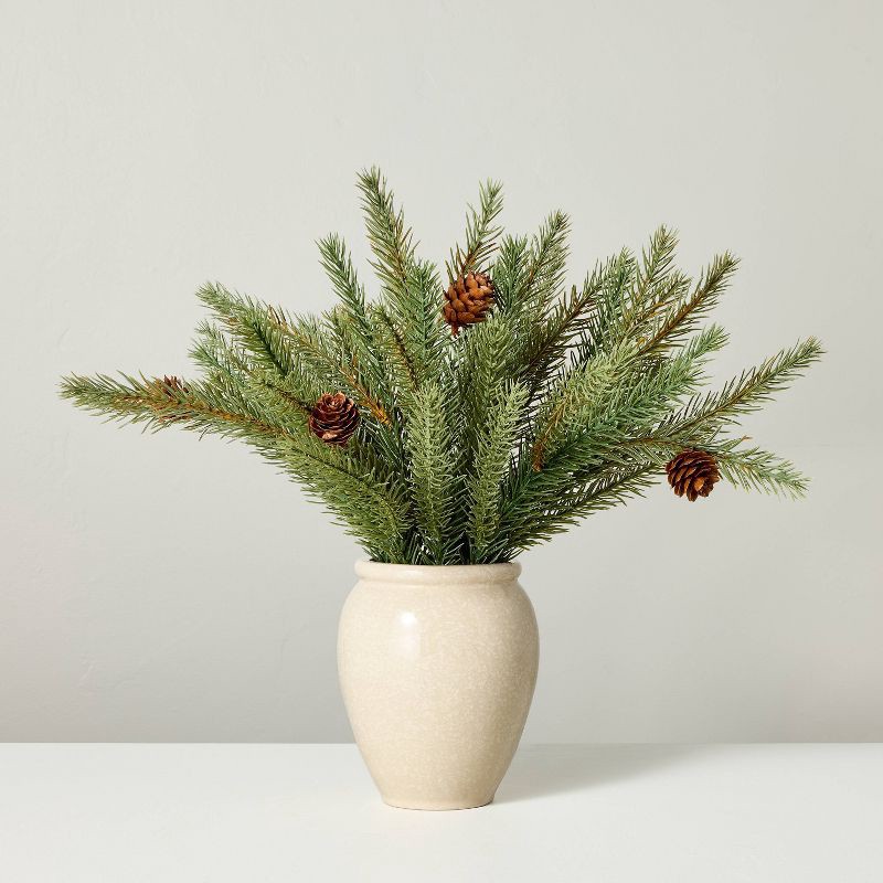 slide 1 of 3, Hearth & Hand with Magnolia 16" Faux Spruce Christmas Arrangement - Hearth & Hand™ with Magnolia, 1 ct