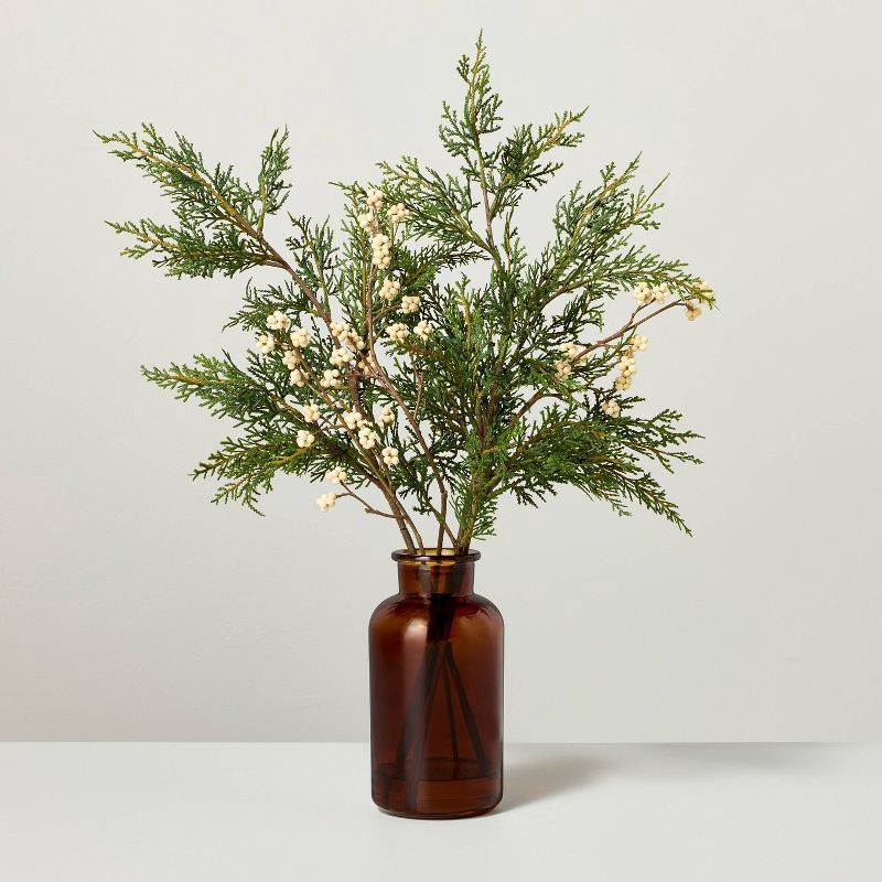 slide 1 of 3, Hearth & Hand with Magnolia 20" Faux Cedar and Snowberry Christmas Arrangement - Hearth & Hand™ with Magnolia, 1 ct