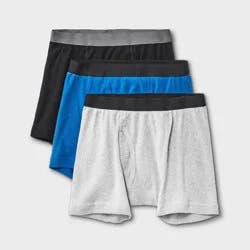 Boys' 3pk Boxer Briefs - Dealworthy™ Blue/Black/Gray S: Low Rise, Pull-On