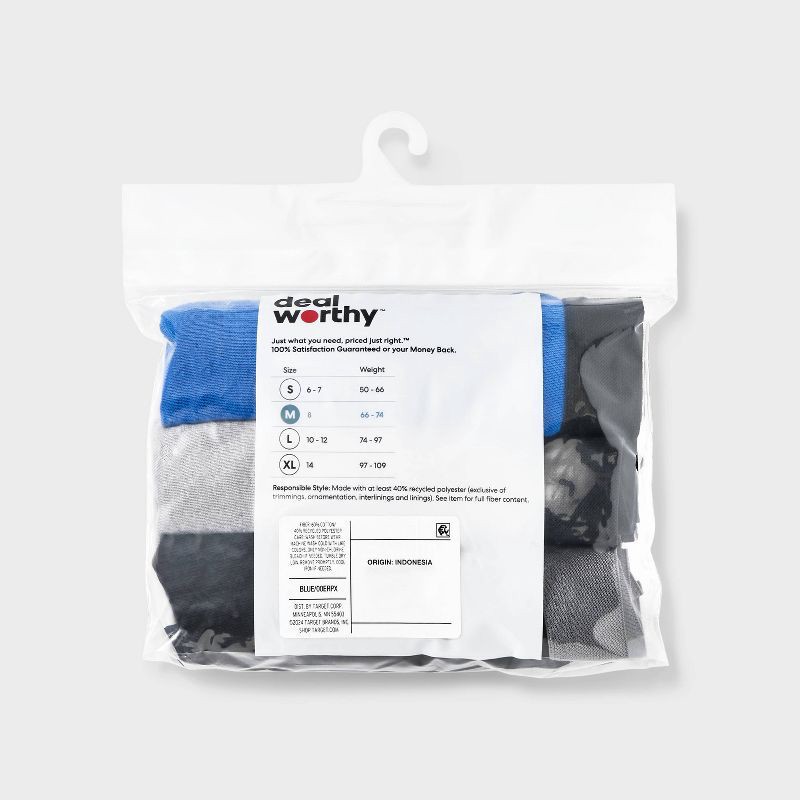 slide 3 of 3, Boys' 3pk Boxer Briefs - Dealworthy™ Blue/Black/Gray M: Lightweight, Knit Fabric, 3 ct