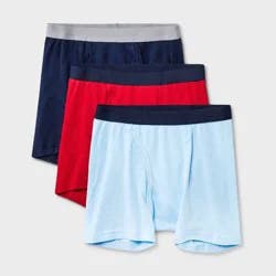 Boys' 3pk Boxer Briefs - Dealworthy™ Red/Blue/Navy Blue M: Lightweight, Pull-On