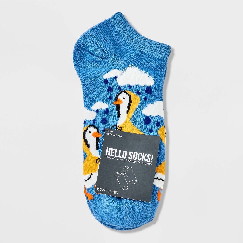slide 2 of 3, Women's Rainy Ducks Low Cut Socks - Denim Blue 4-10: Fun Animal Icon Pattern, Lightweight Banded Cuff, 1 ct