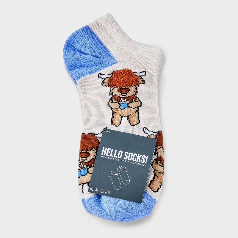 slide 2 of 3, Women's Highland Cows Low Cut Socks - Oatmeal Heather 4-10: Lightweight Animal Print Ankle Apparel, 1 ct