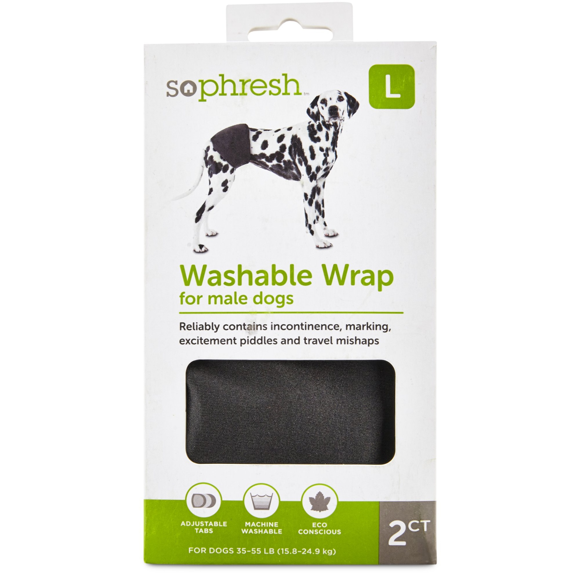 slide 1 of 1, So Phresh Washable Wrap for Male Dogs 2pk, LG