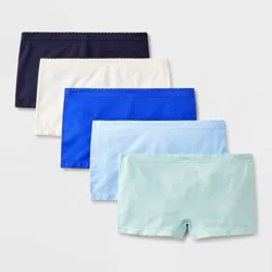 Girls' 5pk Seamless Scallop Boy Shorts Underwear - All In Motion™ S