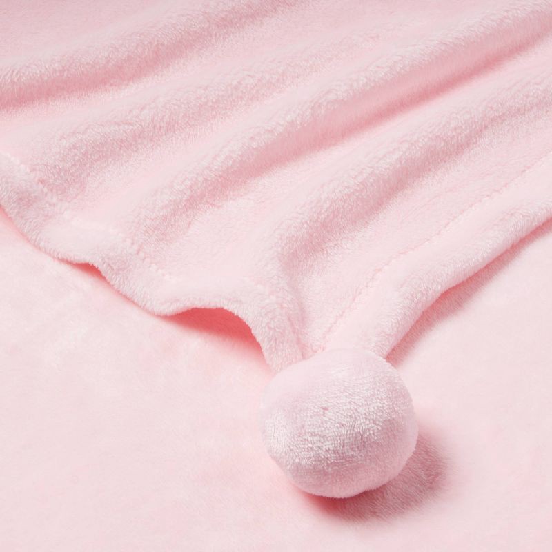 slide 3 of 3, Twin Pom Pom Christmas Blanket Light Pink - Wondershop™, 1 ct