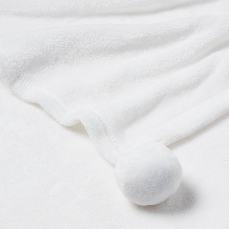 slide 3 of 3, Twin Pom Pom Christmas Blanket White - Wondershop™, 1 ct