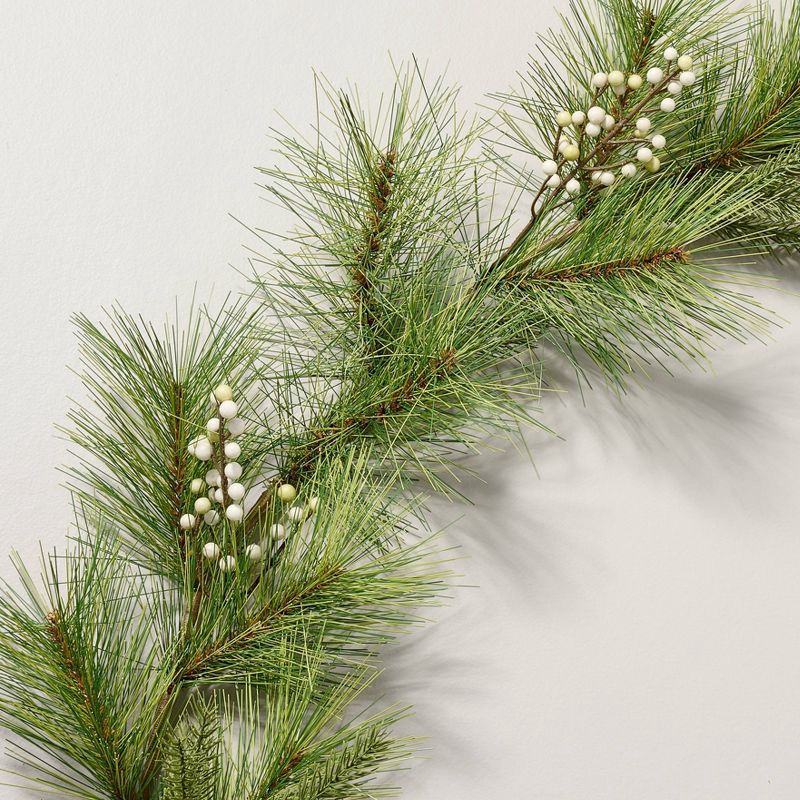 slide 3 of 3, Hearth & Hand with Magnolia 6' Faux Needle Pine and Snowberry Christmas Garland - Hearth & Hand™ with Magnolia, 1 ct