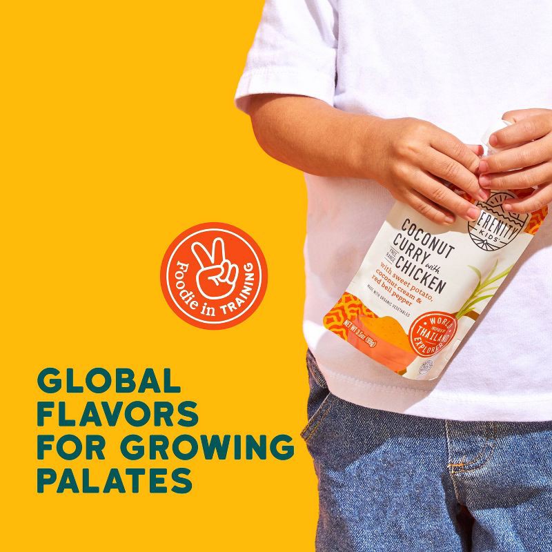 slide 5 of 8, Serenity Kids World Explorer Coconut Curry with Free Range Chicken and Organic Vegetables Baby Food Pouch - 3.5oz, 3.5 oz