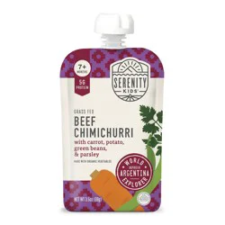 Serenity Kids World Explorer Grass Fed Beef Chimichurri with Organic Vegetables Baby Food Pouch - 3.5oz
