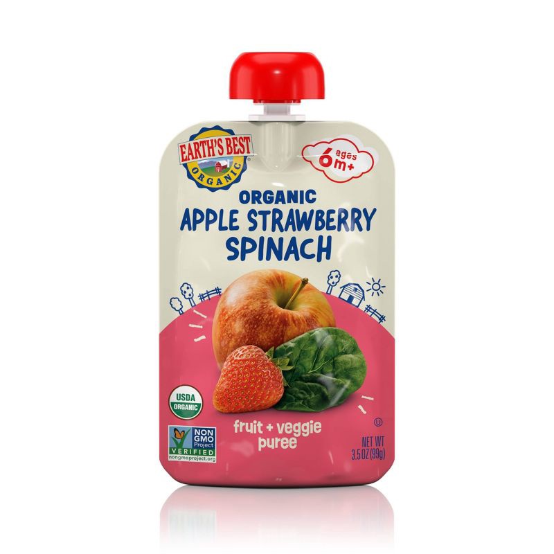 slide 1 of 4, Earth's Best Strawberry Apple Spinach Pouch Baby Meals - 3.5oz, 3.5 oz