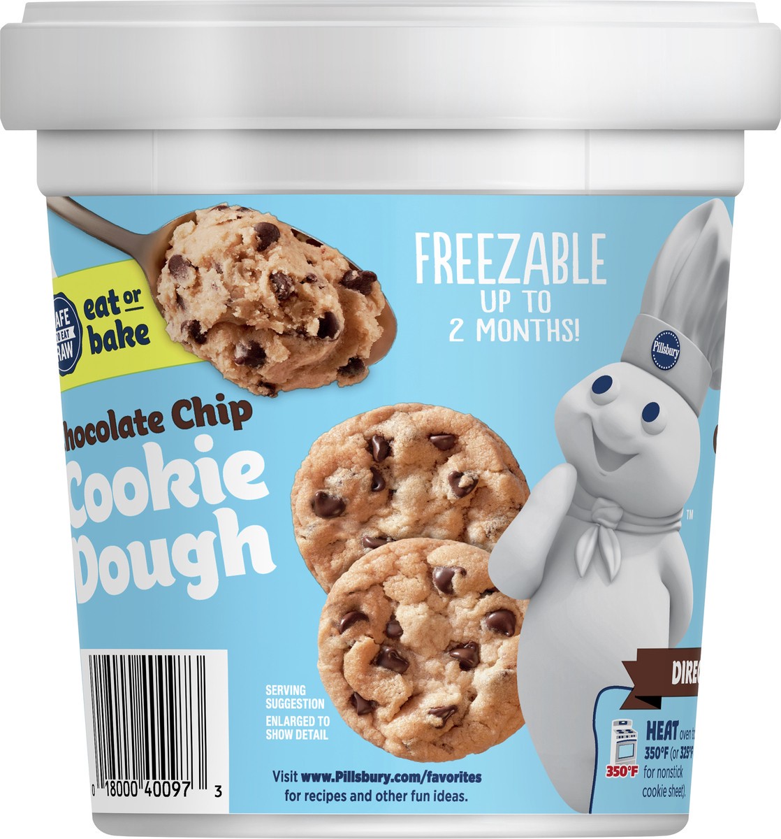 slide 4 of 9, Pillsbury Refrigerated Chocolate Chip Cookie Dough, Eat or Bake, 76 oz., 4.75 lb