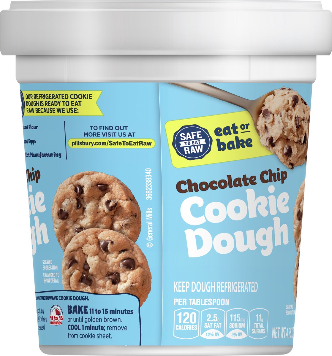 slide 7 of 9, Pillsbury Refrigerated Chocolate Chip Cookie Dough, Eat or Bake, 76 oz., 4.75 lb