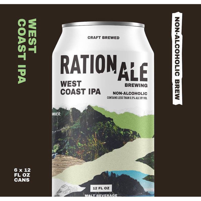 slide 3 of 5, RationAle West Coast IPA Non-Alcoholic Beer - 6pk/12 fl oz Cans, 6 ct; 12 fl oz