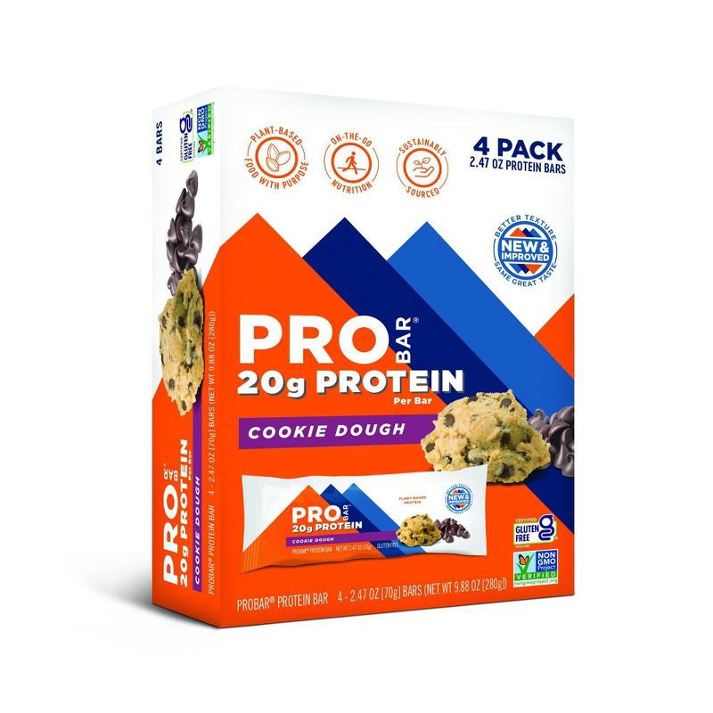 slide 1 of 5, PROBAR Cookie Dough Protein Bar - 10oz/4pk: 20g Protein, Muscle Growth, Chewy, 10 oz, 4 ct, 20 gram