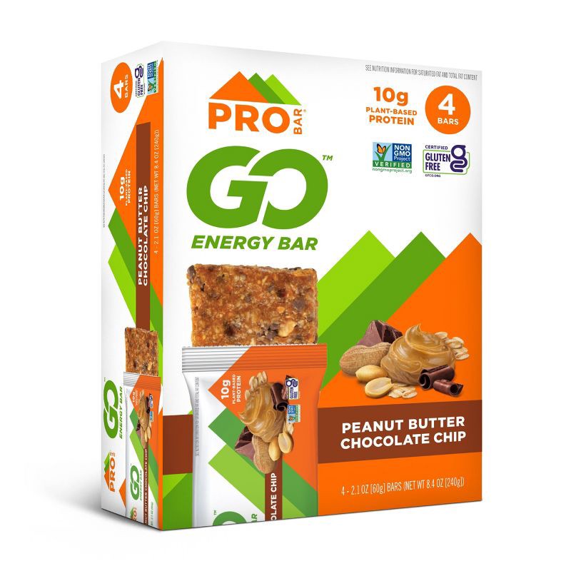 slide 1 of 6, PROBAR Peanut Butter Chocolate Chip Go Energy Bar - 8.4oz/4pk: Sports Performance, 10g Protein, 8.4 oz, 4 ct, 10 gram