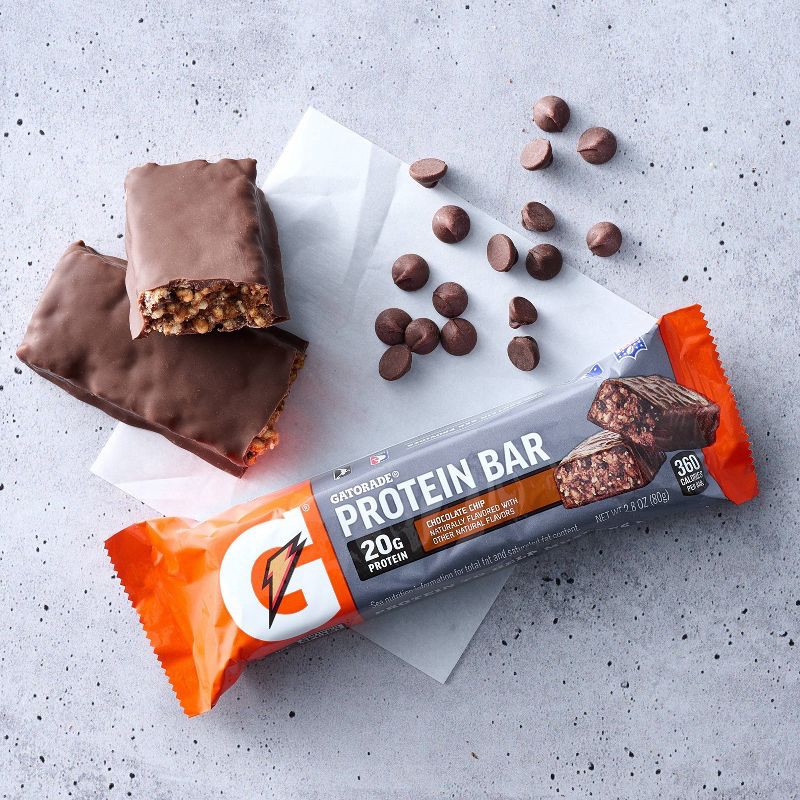slide 4 of 11, Gatorade Chocolate Chip Protein Bar with 20g Protein - 2.8 oz: Muscle Growth, Sports Performance, 20 gram, 2.8 oz