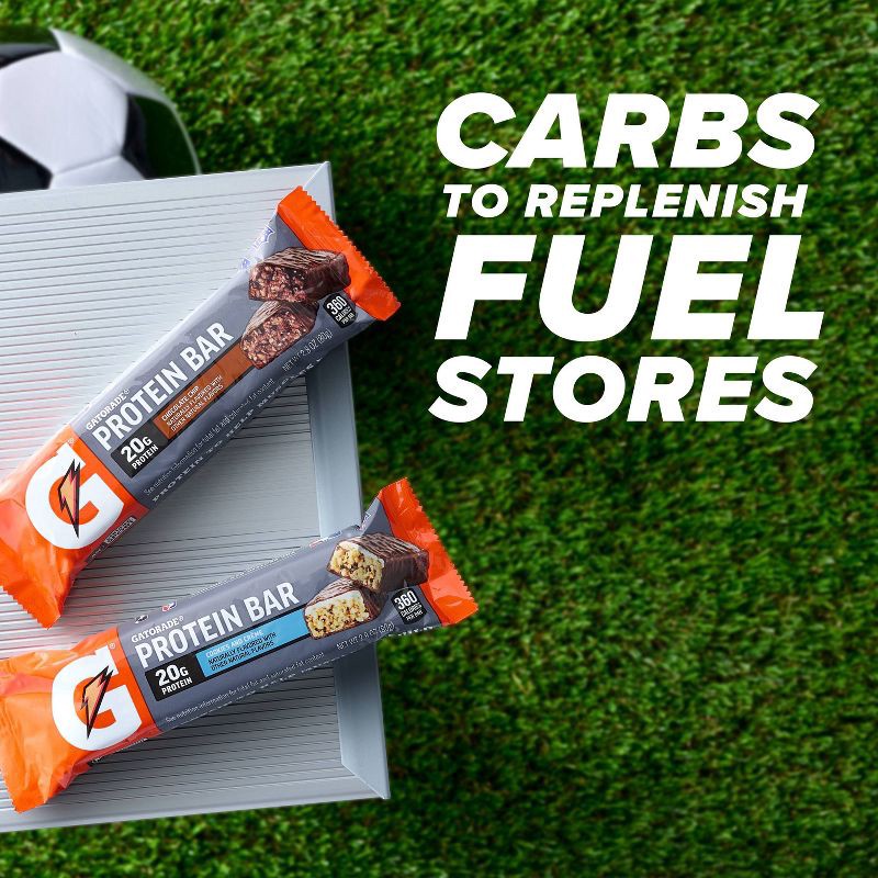 slide 10 of 11, Gatorade Chocolate Chip Protein Bar with 20g Protein - 2.8 oz: Muscle Growth, Sports Performance, 20 gram, 2.8 oz
