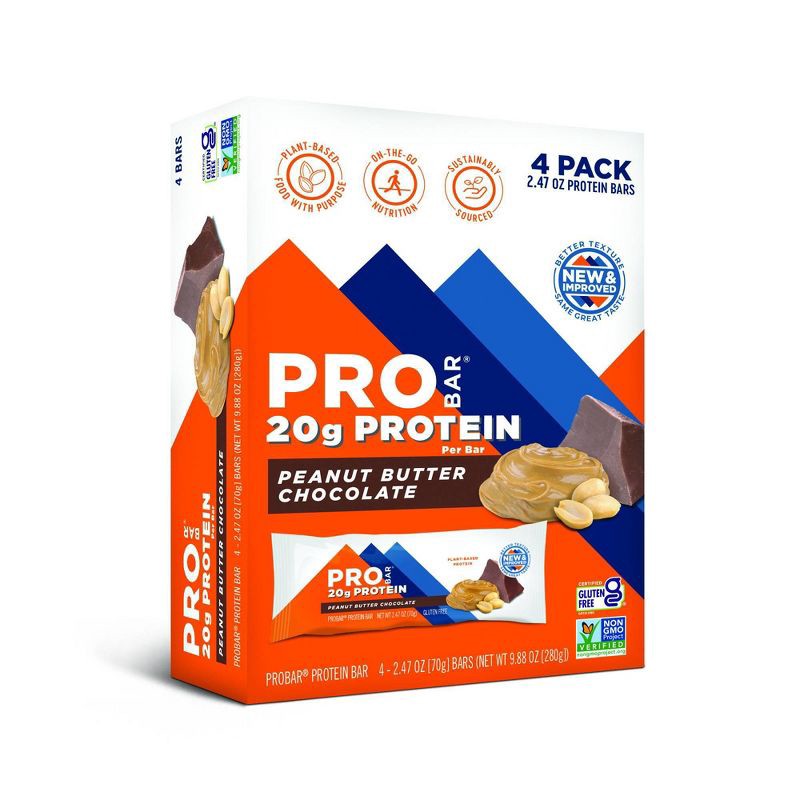 slide 1 of 5, PROBAR Peanut Butter Chocolate Protein Bar - 10oz/4pk: 20g Protein, Chewy Texture, 10 oz, 4 ct, 20 gram