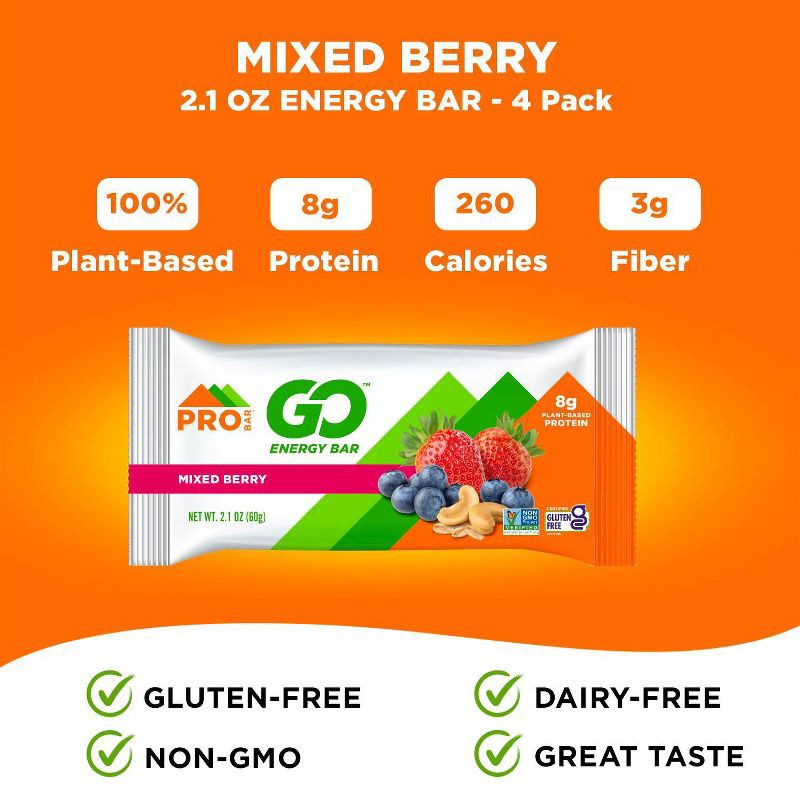 slide 2 of 5, PROBAR Mixed Berry Go Energy Bar - 8.4oz/4pk, 4 ct; 8.4 oz