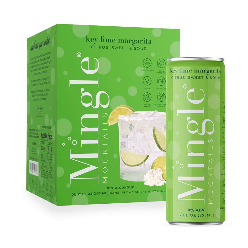 slide 1 of 7, Mingle Mocktails Non-Alcoholic Margarita - 4pk/12 fl oz Cans, 4 ct; 12 fl oz