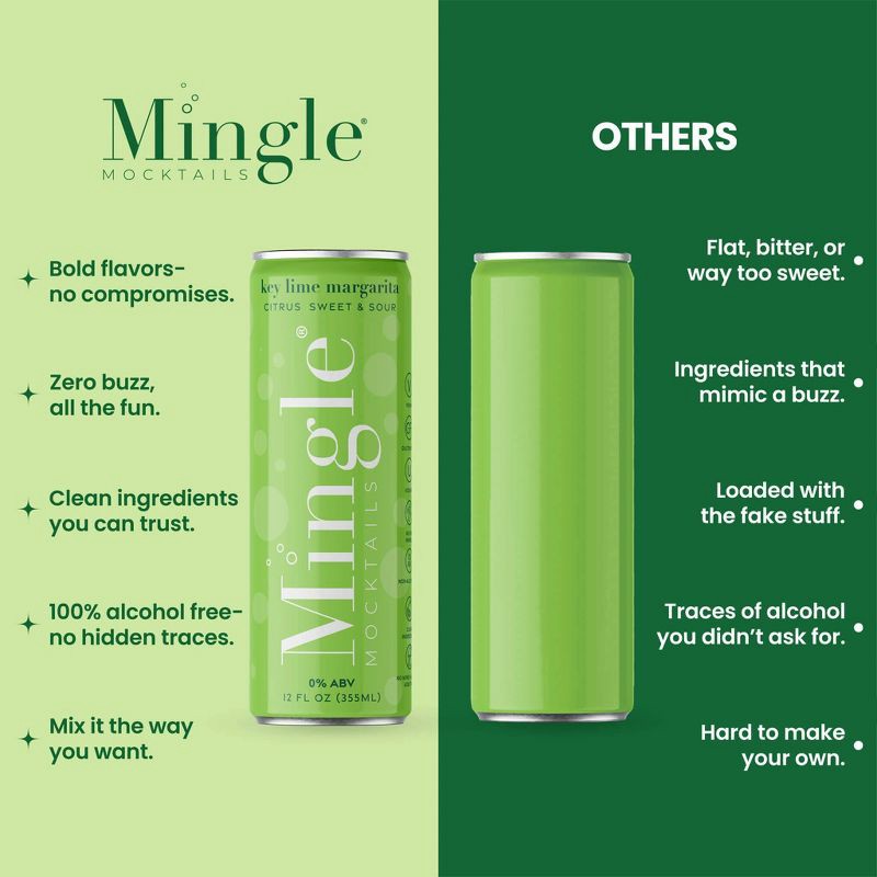 slide 6 of 7, Mingle Mocktails Non-Alcoholic Margarita - 4pk/12 fl oz Cans, 4 ct; 12 fl oz