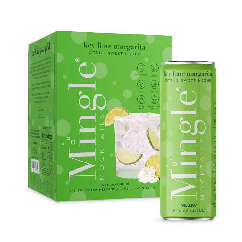 slide 1 of 7, Mingle Mocktails Non-Alcoholic Margarita - 4pk/12 fl oz Cans, 4 ct; 12 fl oz