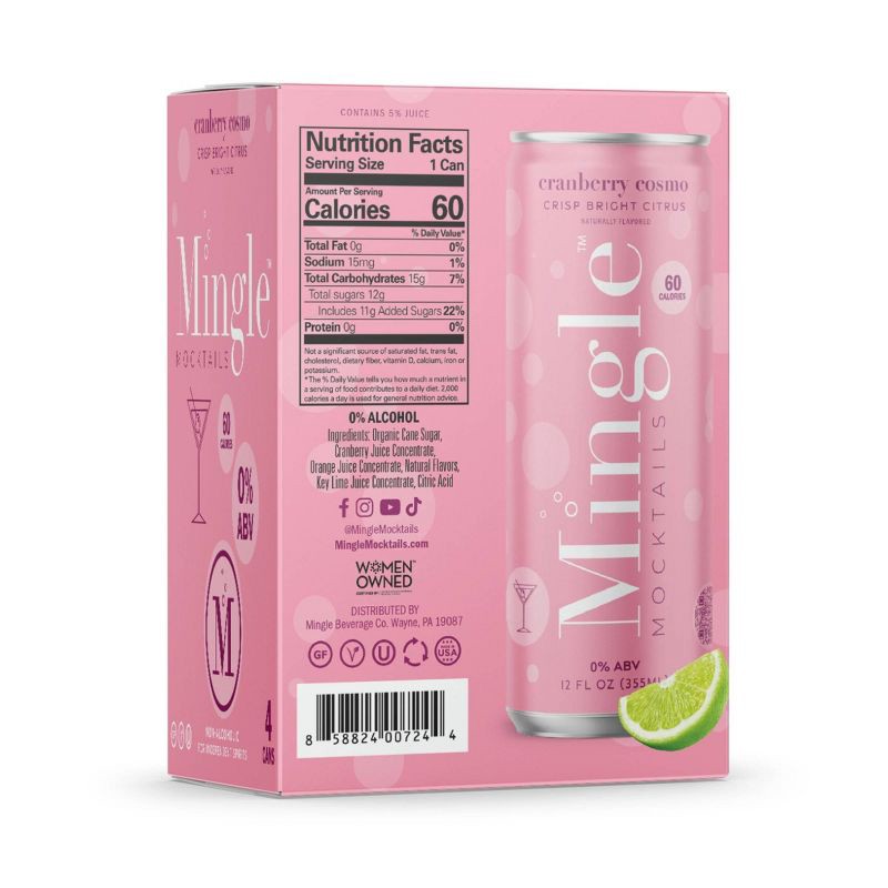 slide 3 of 10, Mingle Mocktails Non-Alcoholic Cosmo - 4pk/12 fl oz Cans, 4 ct; 12 fl oz