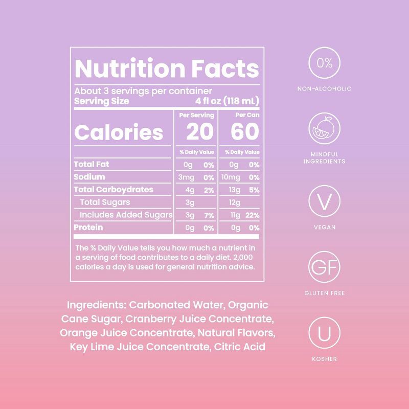 slide 7 of 7, Mingle Mocktails Non-Alcoholic Cosmo - 4pk/12 fl oz Cans, 4 ct; 12 fl oz