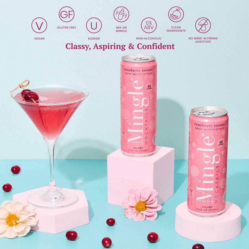 slide 7 of 7, Mingle Mocktails Non-Alcoholic Cosmo - 4pk/12 fl oz Cans, 4 ct; 12 fl oz