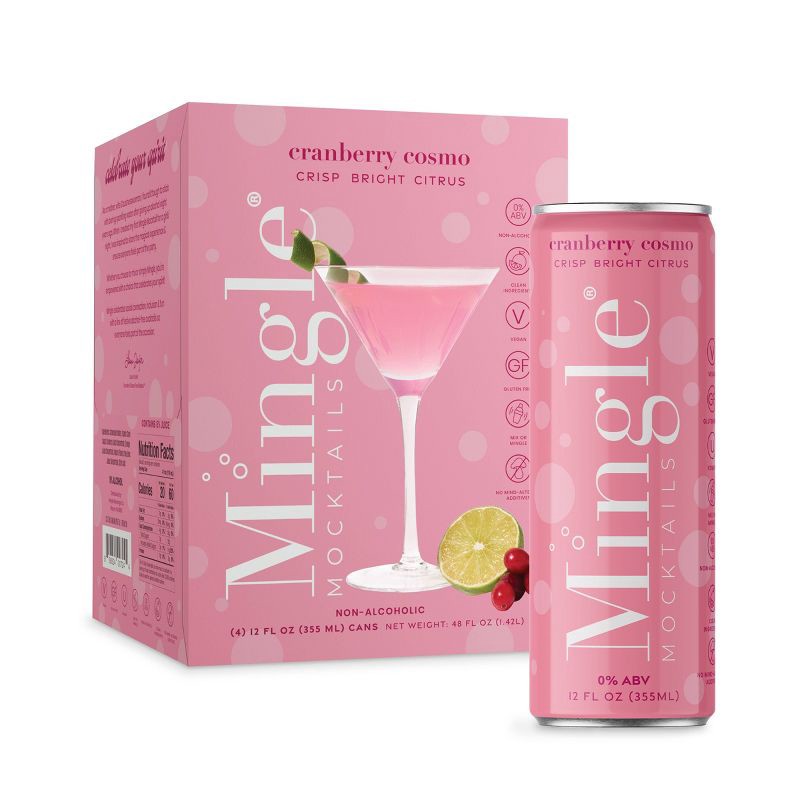 slide 1 of 7, Mingle Mocktails Non-Alcoholic Cosmo - 4pk/12 fl oz Cans, 4 ct; 12 fl oz