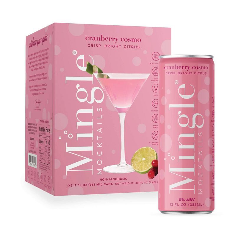 slide 1 of 7, Mingle Mocktails Non-Alcoholic Cosmo - 4pk/12 fl oz Cans, 4 ct; 12 fl oz