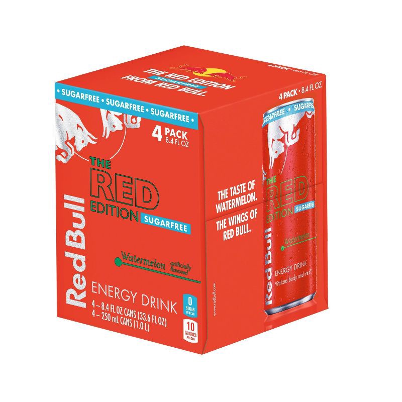 slide 2 of 8, Red Bull Sugar Free Red Edition Energy Drink - 4pk/8.4 fl oz Cans, 4 ct; 8.4 fl oz