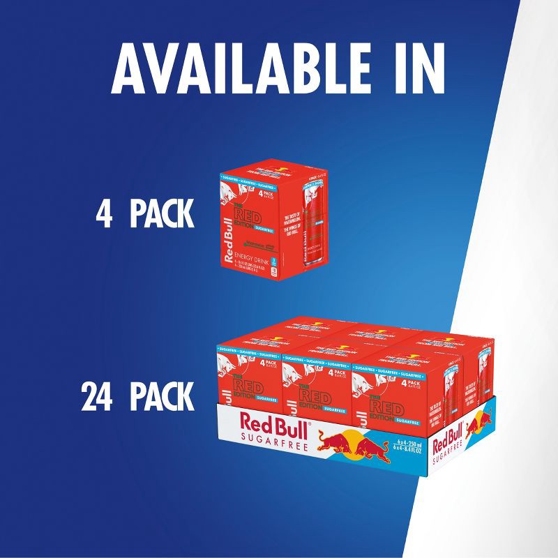 slide 5 of 8, Red Bull Sugar Free Red Edition Energy Drink - 4pk/8.4 fl oz Cans, 4 ct; 8.4 fl oz