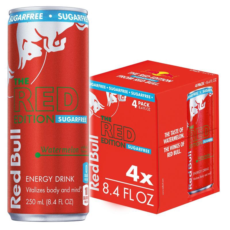 slide 7 of 8, Red Bull Sugar Free Red Edition Energy Drink - 4pk/8.4 fl oz Cans, 4 ct; 8.4 fl oz