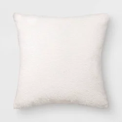 20"x20" Boucle Solid Square Outdoor Throw Pillow Ivory - Threshold™