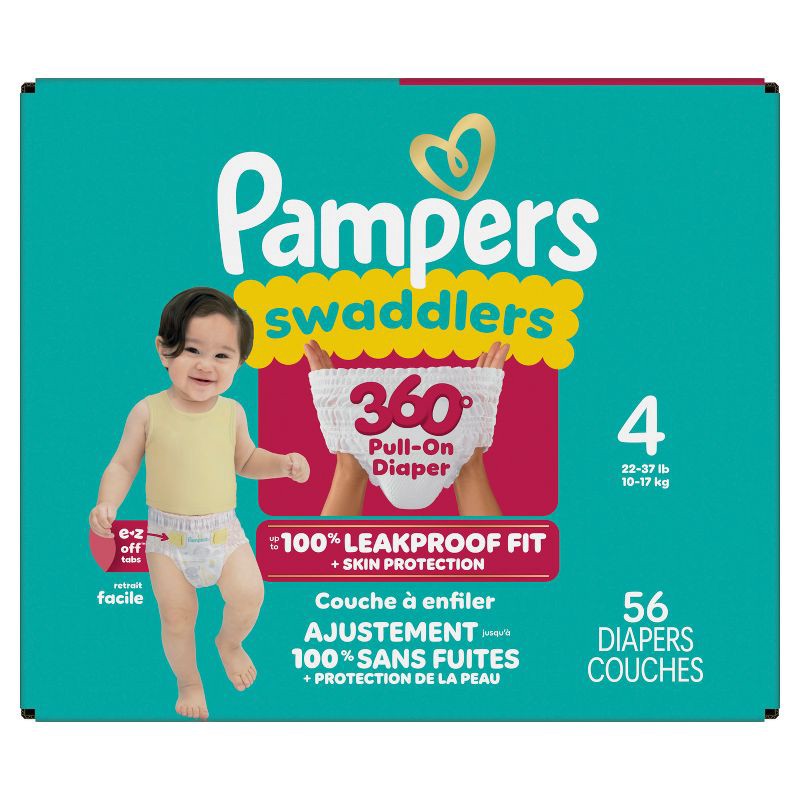 slide 12 of 15, Pampers Swaddler 360 Disposable Baby Diapers - Size 4 - 56ct, 4 x 56 ct