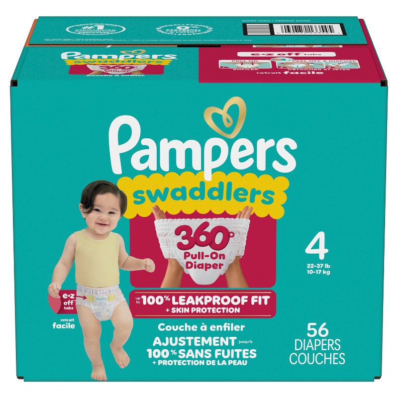 slide 15 of 15, Pampers Swaddler 360 Disposable Baby Diapers - Size 4 - 56ct, 4 x 56 ct
