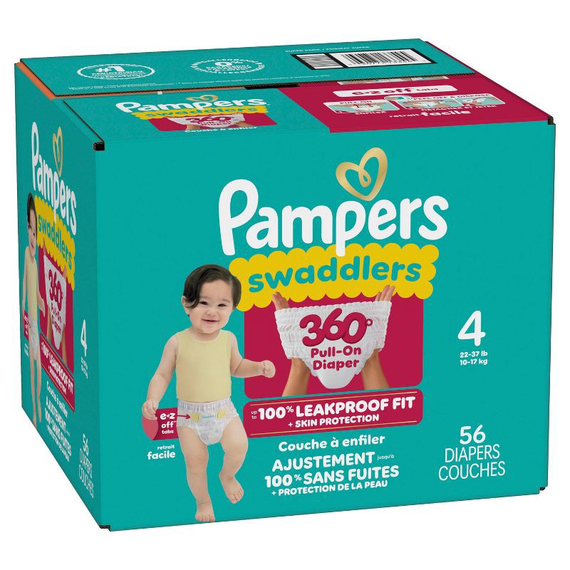 slide 13 of 15, Pampers Swaddler 360 Disposable Baby Diapers - Size 4 - 56ct, 4 x 56 ct