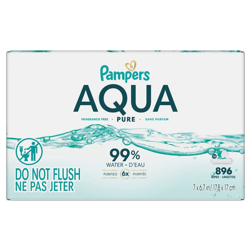 slide 12 of 16, Pampers Baby Wipes - Aqua Pure - 896ct, 896 ct