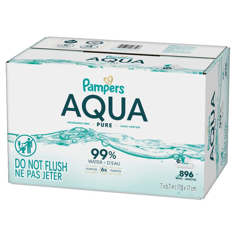 slide 14 of 16, Pampers Baby Wipes - Aqua Pure - 896ct, 896 ct