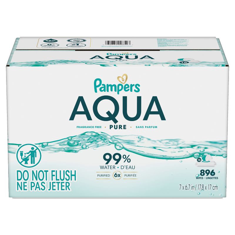 slide 15 of 16, Pampers Baby Wipes - Aqua Pure - 896ct, 896 ct