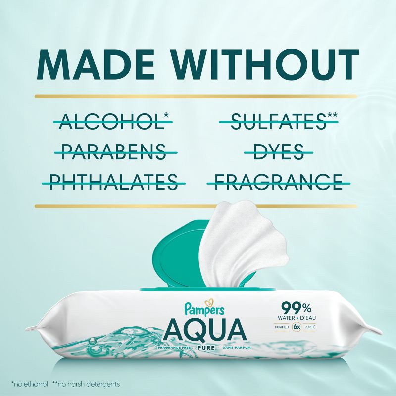slide 4 of 16, Pampers Baby Wipes - Aqua Pure - 896ct, 896 ct