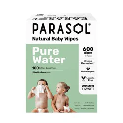 Parasol 99% Pure Water Baby Wipes for Sensitive Skin - 10 Packs - 600ct: Pop-Up Dispenser, Hypoallergenic, Alcohol-Free