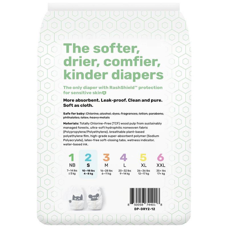 slide 2 of 10, Parasol Chlorine-Free Diapers with RashShield Protection - Size 2 - 12ct, 2 x 12 ct
