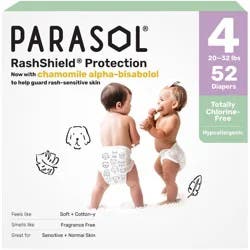 Parasol Chlorine-Free Diapers with RashShield Protection - Size 4 - 52ct