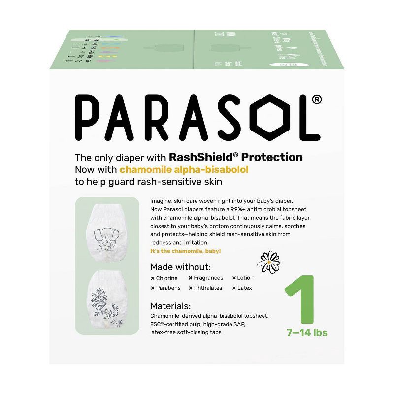 slide 2 of 11, Parasol Chlorine-Free Diapers with RashShield Protection - Size 1 - 88ct, 1 x 88 ct