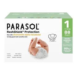 Parasol Chlorine-Free Diapers with RashShield Protection - Size 1 - 88ct: Hypoallergenic, Wetness Indicator, Latex-Free