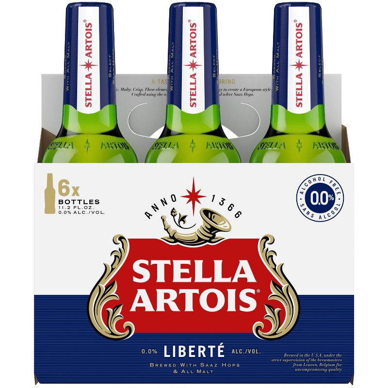 slide 1 of 13, Stella Artois Liberte Non-Alcoholic Lager - 6pk/11.2 fl oz Bottles, 6 ct; 11.2 fl oz