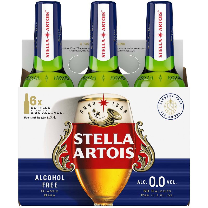 slide 10 of 13, Stella Artois Liberte Non-Alcoholic Lager - 6pk/11.2 fl oz Bottles, 6 ct; 11.2 fl oz